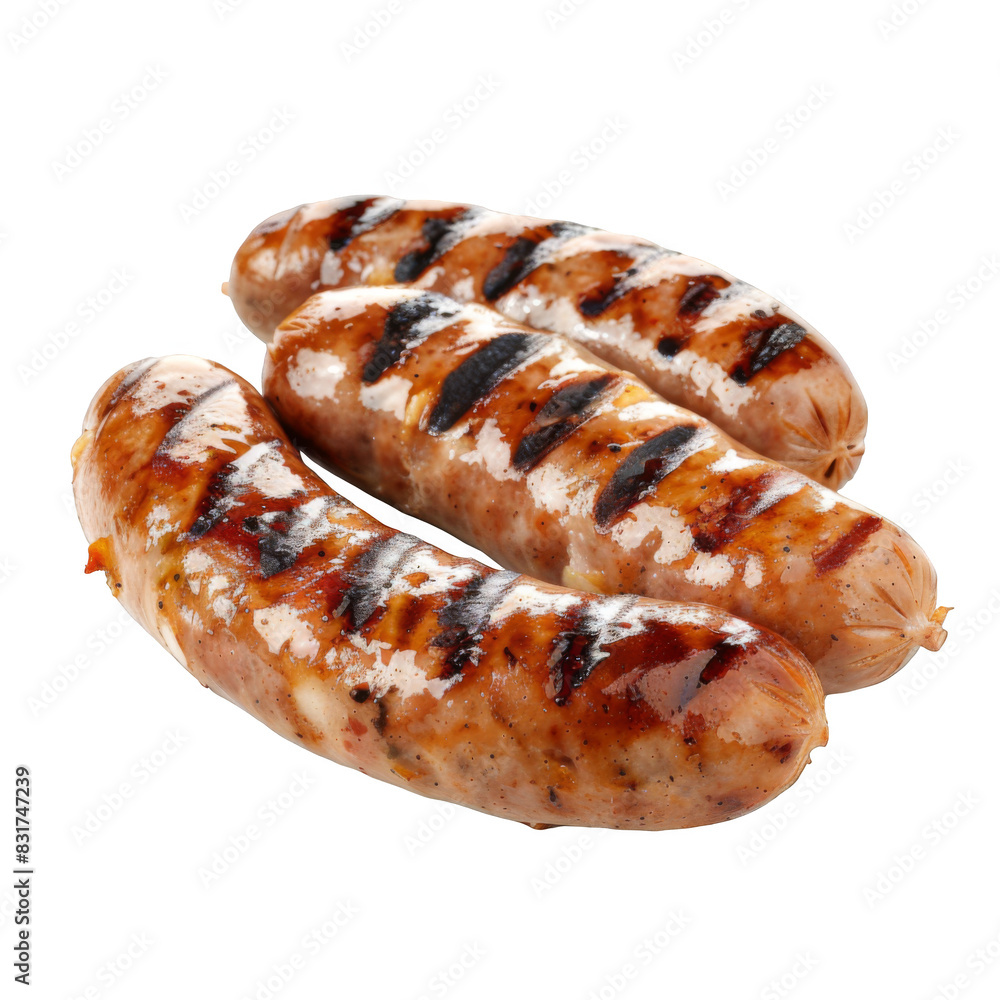 Grilled bratwurst Sausages isolated on white background Grilled bratwurst Sausages isolated on white background