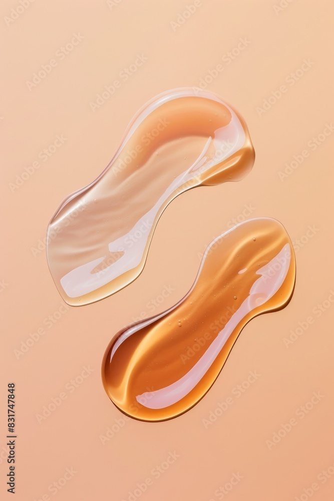 Fototapeta premium Cream and Lotion Swatches on Plain Background Cosmetic Inspiration