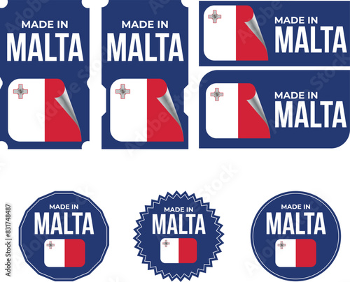 Made in Malta. Malta flag, Tag, Seal, Stamp, Flag, Icon vector
