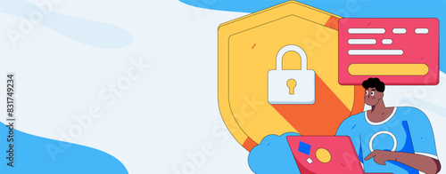 Business network security character flat vector concept operation hand drawn illustration
