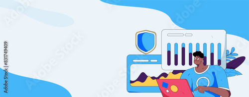 Business network security character flat vector concept operation hand drawn illustration
