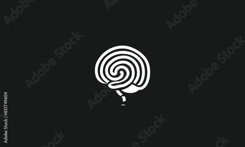 Metaphysics logo icon. shilloute Brain spiral white background