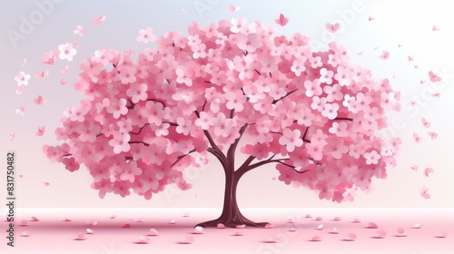 Detailed illustration of a blooming cherry blossom tree.