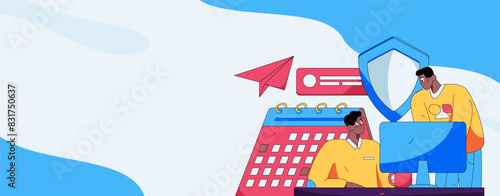 Business network security character flat vector concept operation hand drawn illustration
