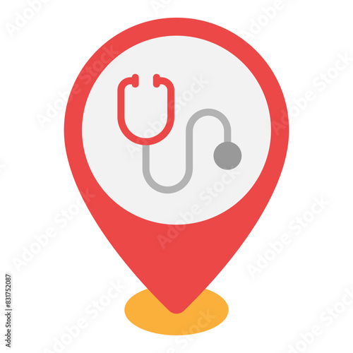 Illustration of Medical Center Location design Flat Icon