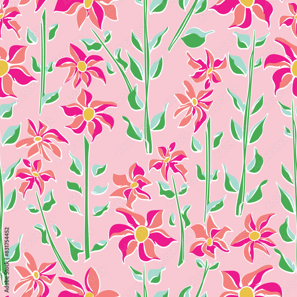 Summer lily garden in vibrant brushed painting. Bright blooming flowers seamless pattern for fashion, activewear, accessories, bags, tech, stationery, home decor and packaging. Summer lily garden in vibrant brushed painting. Bright blooming flowers seamless pattern for fashion, activewear, accessories, bags, tech, stationery, home decor and packaging.