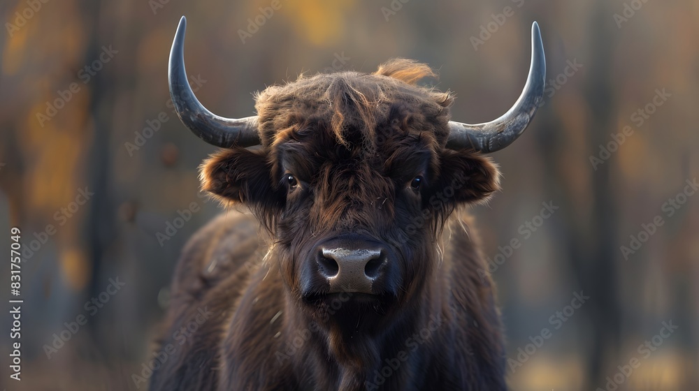 Naklejka premium yak facing the blurred background