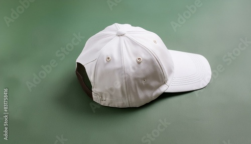 PNG file of a white blank cap mockup, green backdrop. photo