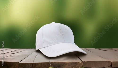 PNG mockup of a white cap on a vibrant green background. photo