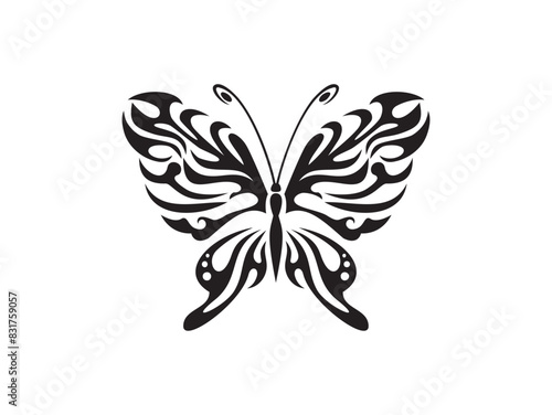 butterfly tribal tatto line art hand drawn illustration