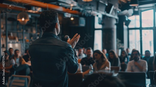 Tech Industry Disruption: Startup founders pitching to investors at a demo day event