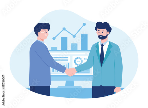 workers make agreements about business concept flat illustration