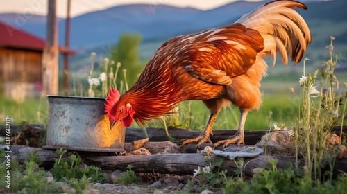 rooster in the grass