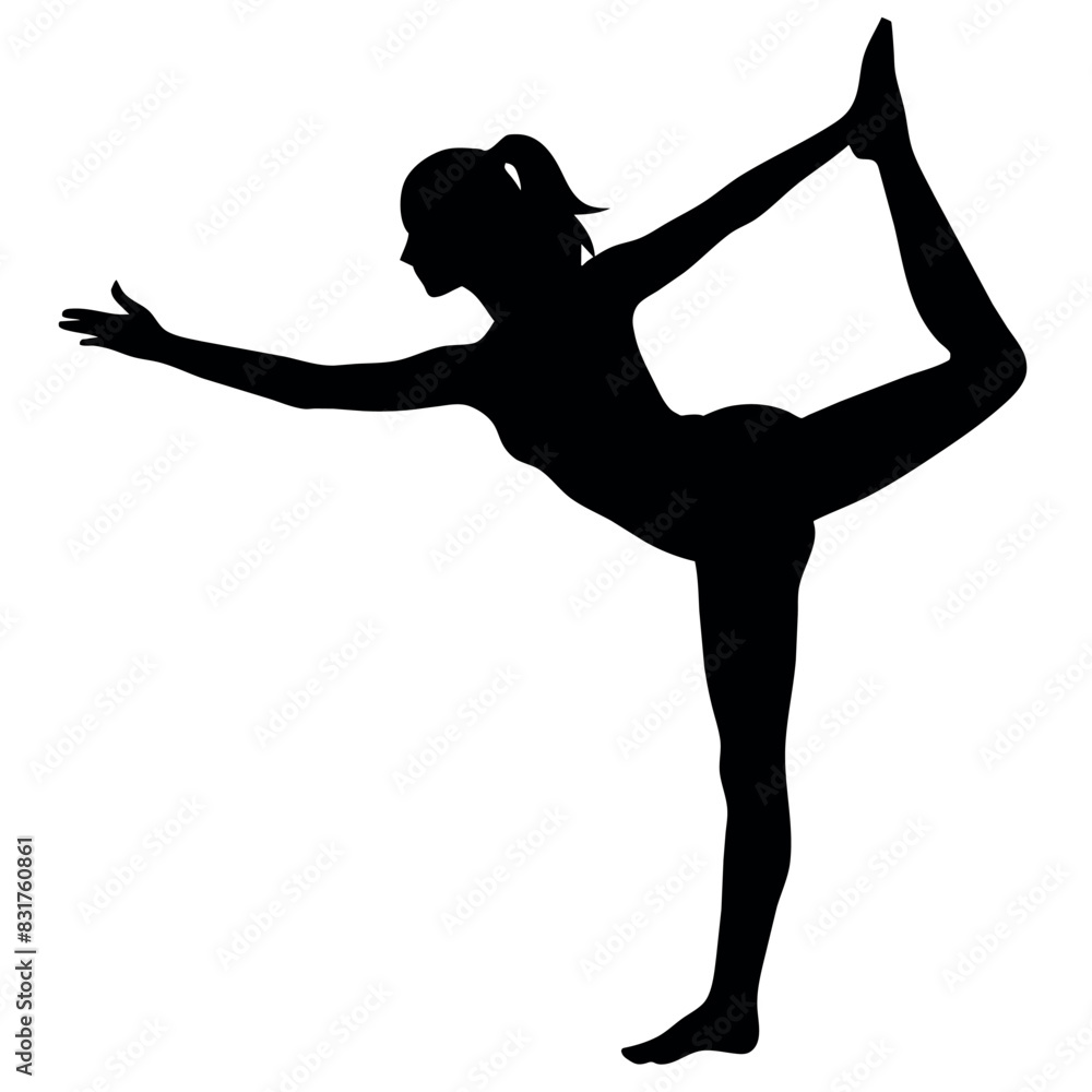 A Slim Beautiful Woman Doing Yoga At home vector silhouette, white background