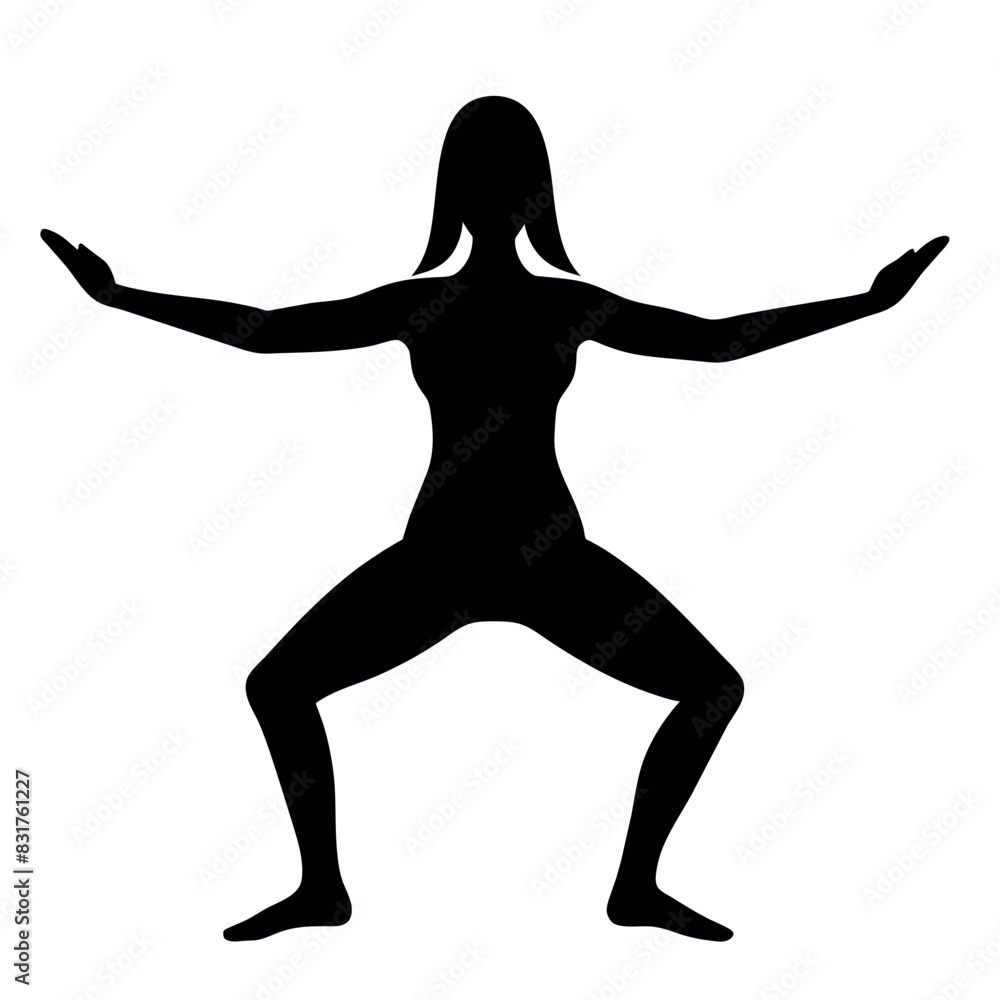 A woman Doing Yoga pose vector silhouette long hair, white background A woman Doing Yoga pose vector silhouette long hair, white background