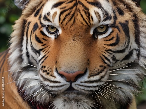 Portrait of an adult Bengal tiger  closeup