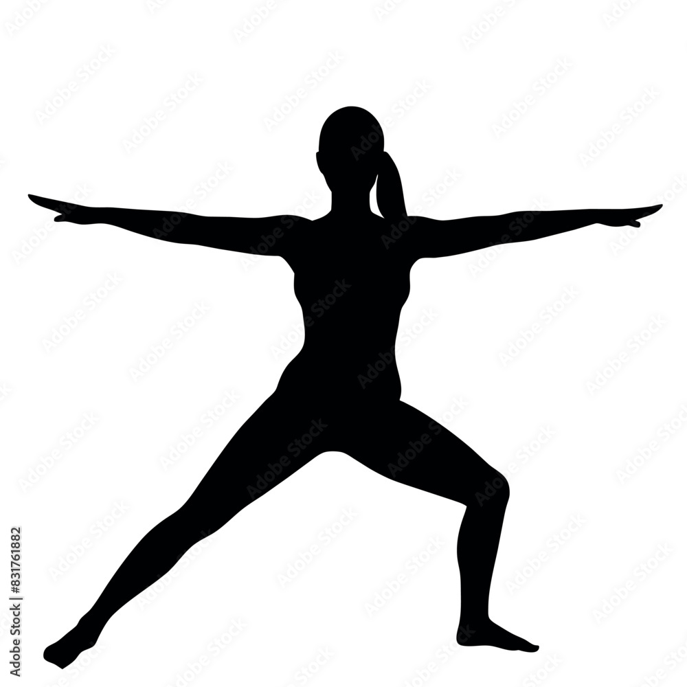 A woman Doing Yoga pose vector silhouette long hair, white background A woman Doing Yoga pose vector silhouette long hair, white background