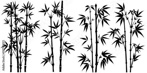 bamboos vector silhouettes white background