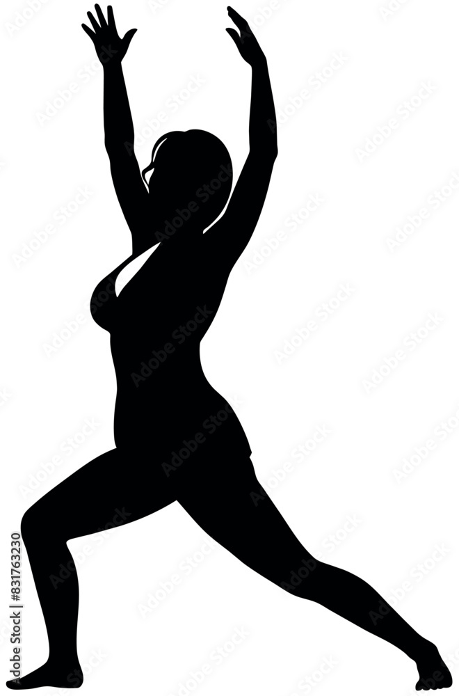 Fototapeta premium beautiful woman stand with stretch position vector silhouette