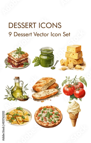 Dessert logo vector icon set 