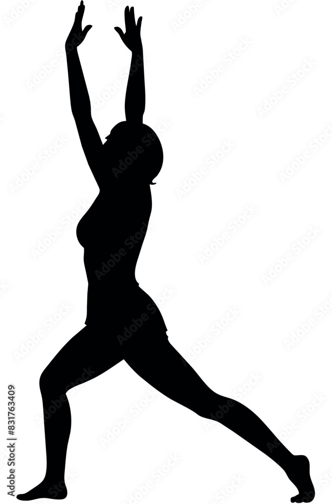 Fototapeta premium beautiful woman stand with stretch position vector silhouette
