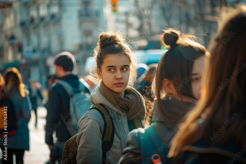 young beautiful hipster woman walking in the city, lifestyle people concept young beautiful hipster woman walking in the city, lifestyle people concept