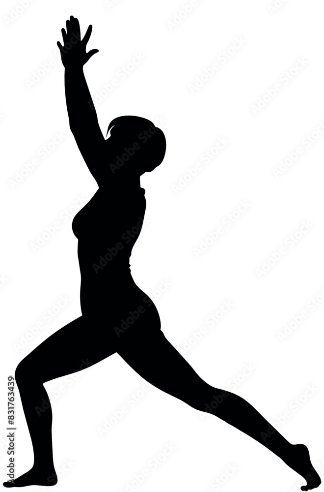 beautiful woman stand with stretch position vector silhouette