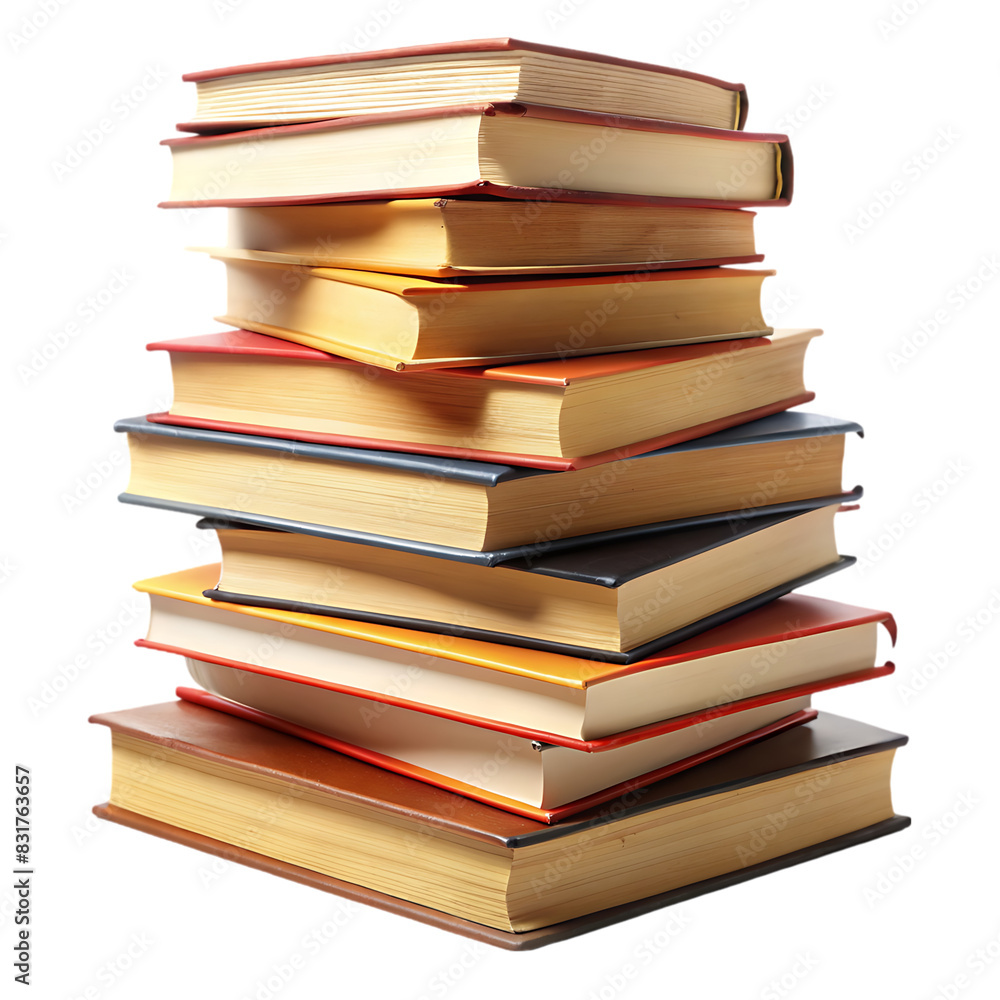 Books stacked isolated on transparent background Books stacked isolated on transparent background