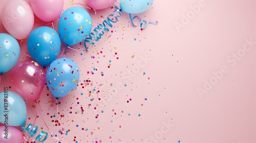 Carnival Atmosphere Fills Minimalist Pastel Backdrop with Balloons and Streamers