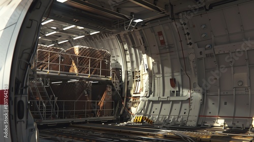 Wallpaper Mural Cargo plane with open cargo bay, being loaded with freight, realistic render Torontodigital.ca