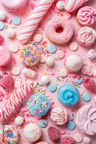 Candy-colored background, reminiscent of sugary treats and delights