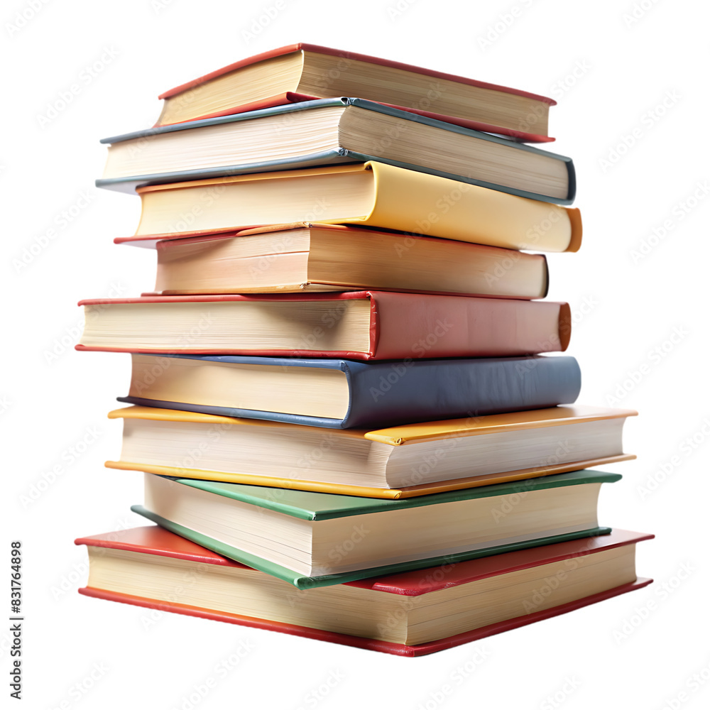 Books stacked isolated on transparent background Books stacked isolated on transparent background