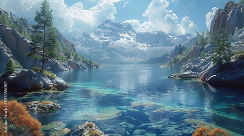 A mountains  lakes  and ocean views. Generative AI.