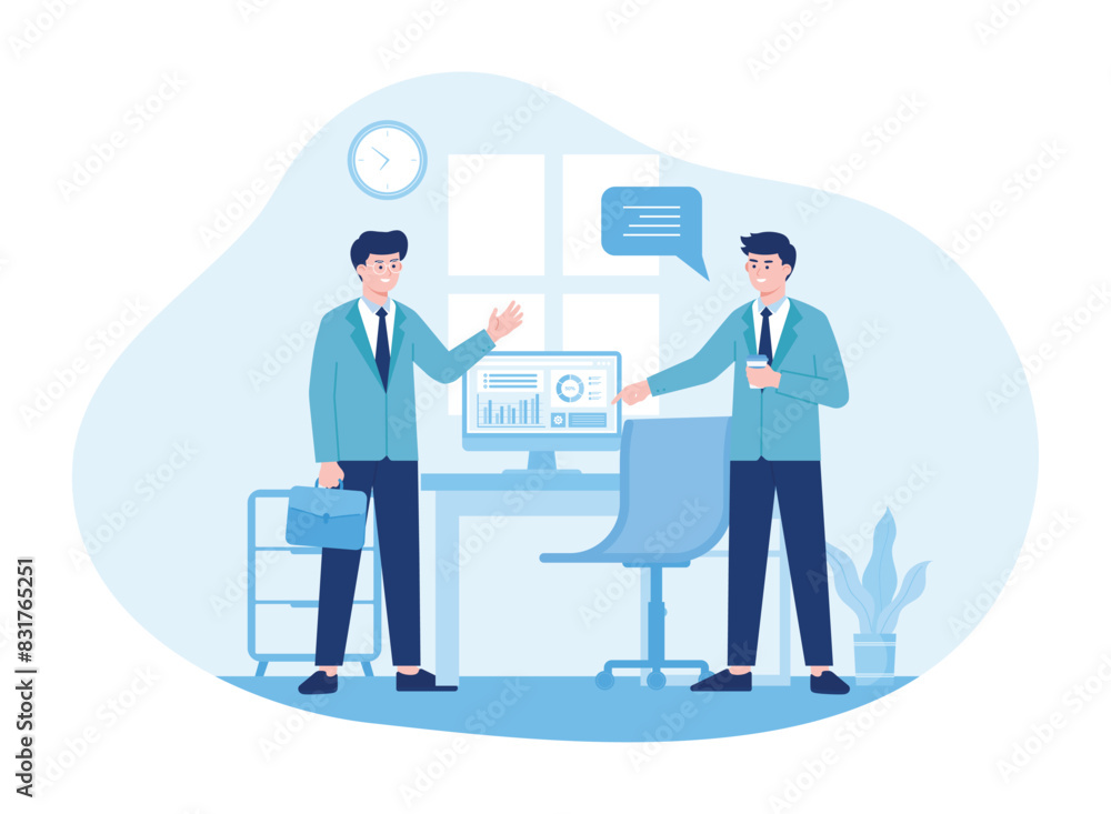 Negotiations business planning a development future business partnership brainstorming work process concept flat illustration Negotiations business planning a development future business partnership brainstorming work process concept flat illustration