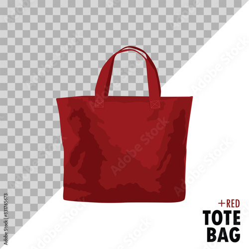 red totebag isolated on a white background and easy to edit. vector