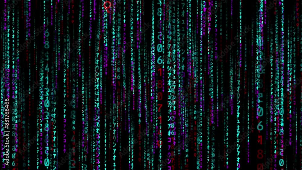 Futuristic matrix code background. Cyberpunk matrix code falling ...