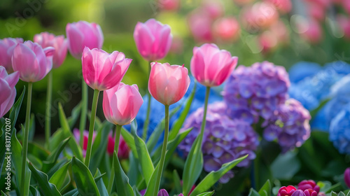 pink tulips in spring