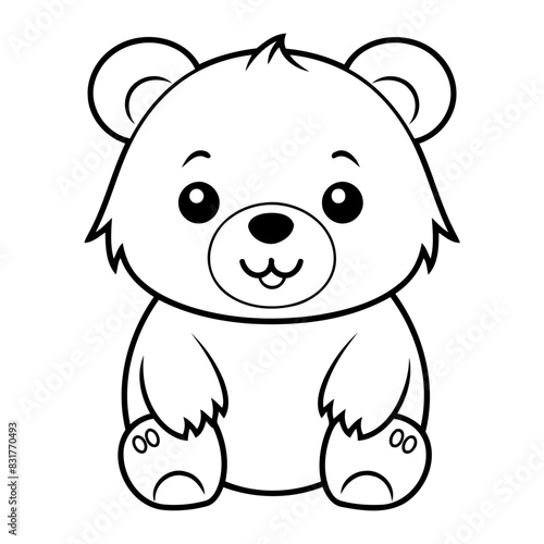 Clean line bear icon for coloring.