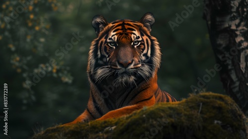 a cinematic and Dramatic portrait image for tiger