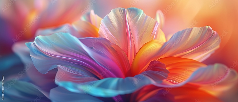 Celestial Petals: Glowing tulip petals illuminated by the soft radiance of the moon, depicted in an extreme macro composition.