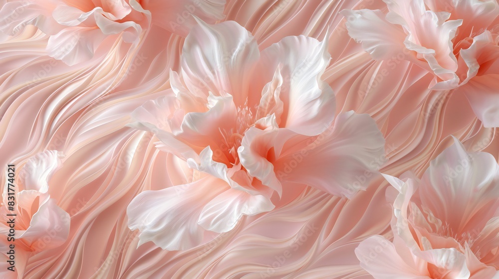 Creamy Blush Tulip Swirls: Wallpaper features tulip petals adorned with a creamy blush effect, swirling in elegant patterns. Creamy Blush Tulip Swirls: Wallpaper features tulip petals adorned with a creamy blush effect, swirling in elegant patterns.
