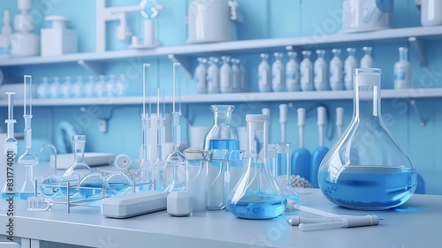 laboratory equipment background. 3D Illustration 