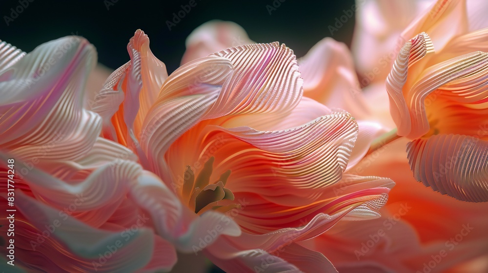 Digital Serenity: Tulip petals transformed into serene pixel art, captured in an extreme macro composition. Digital Serenity: Tulip petals transformed into serene pixel art, captured in an extreme macro composition.