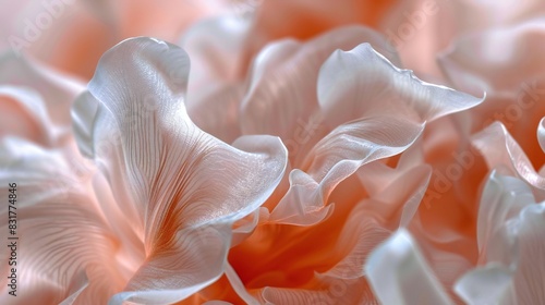 Ethereal Petal Whirls: Macro shot captures the delicate swirls of transparent dry tulip petals.