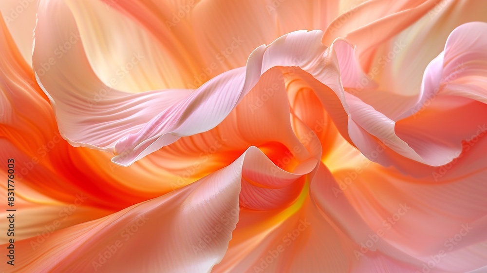 Flowing Tulip Silk: Wallpaper showcases the smooth, flowing movements of tulip petals in silky, wavy forms.