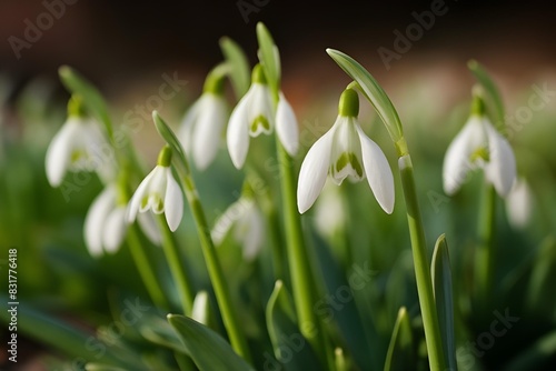 water color of small snowdrop flower in field photo