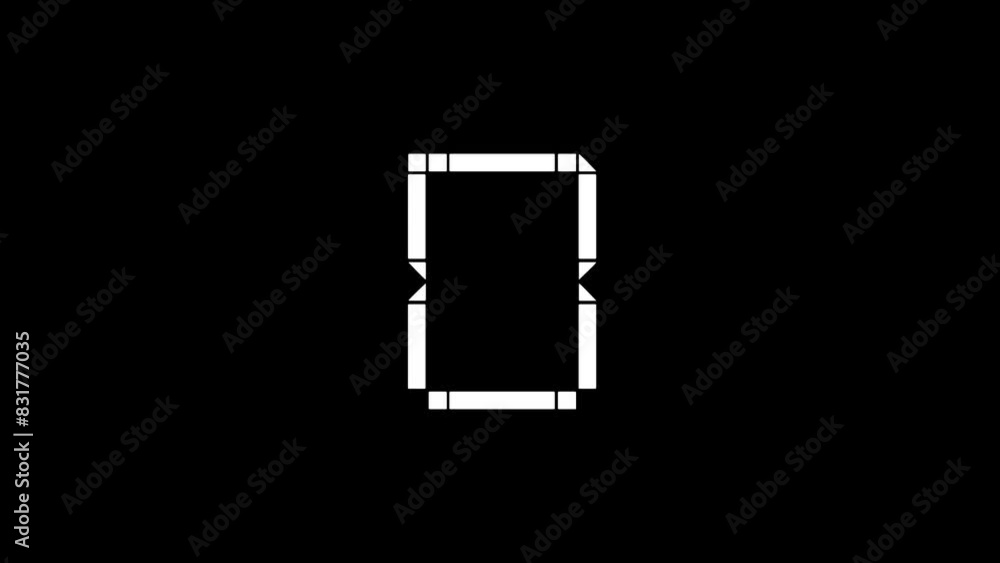 0 Seven-segment digital animation of numbers on a black background, suitable for concepts of time, technology 0 Seven-segment digital animation of numbers on a black background, suitable for concepts of time, technology