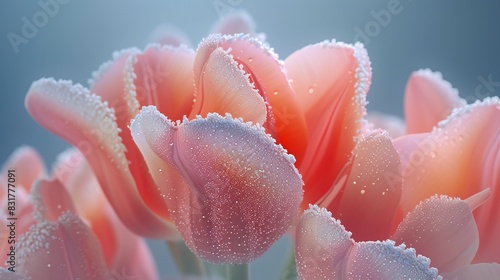 Frozen Luster: Tulip's petals, transformed by frost, exuding a captivating natural glow. © BGSTUDIOX