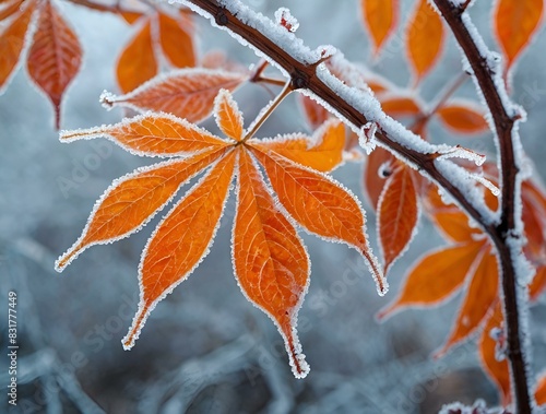 leaves in snow