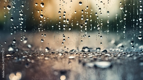 Rain drops on glass  magical moment abstract background